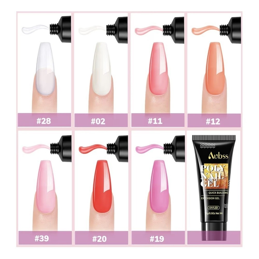 Poly Gel Nail Kit, Aubss 7 Colors Poly Nails Extension Gel Kit with 0.5Oz Clear - Picture 5 of 14